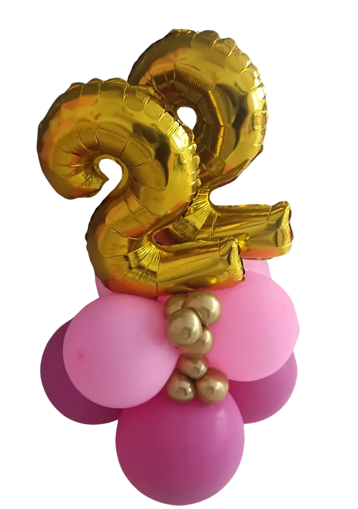 Colonna oro e rosa: allestimento con palloncini realizzato da Feste Pazze a Seregno